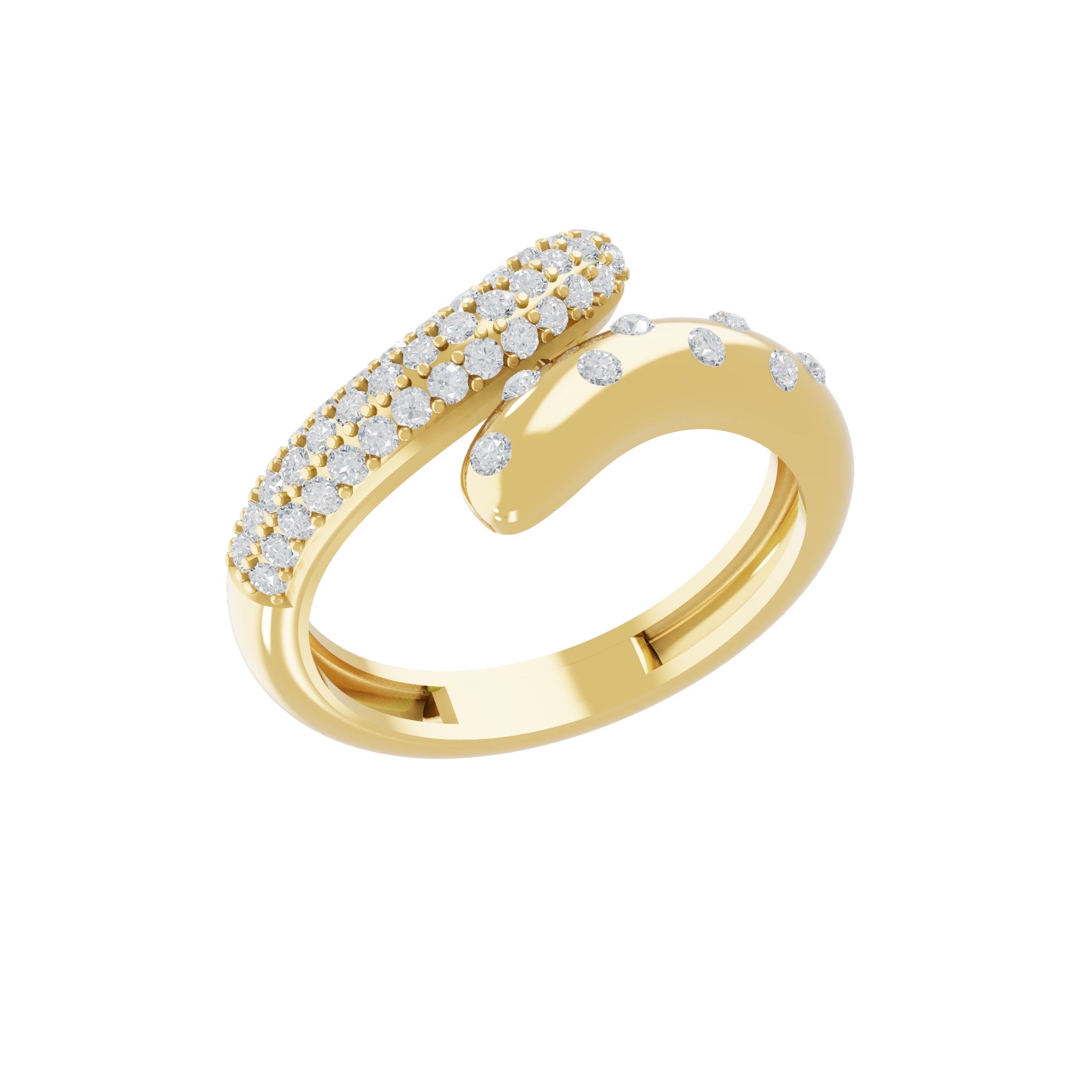 14K Fine Gold Lab Grown Round Cut Diamond Crisscross Ring 0.51Ct