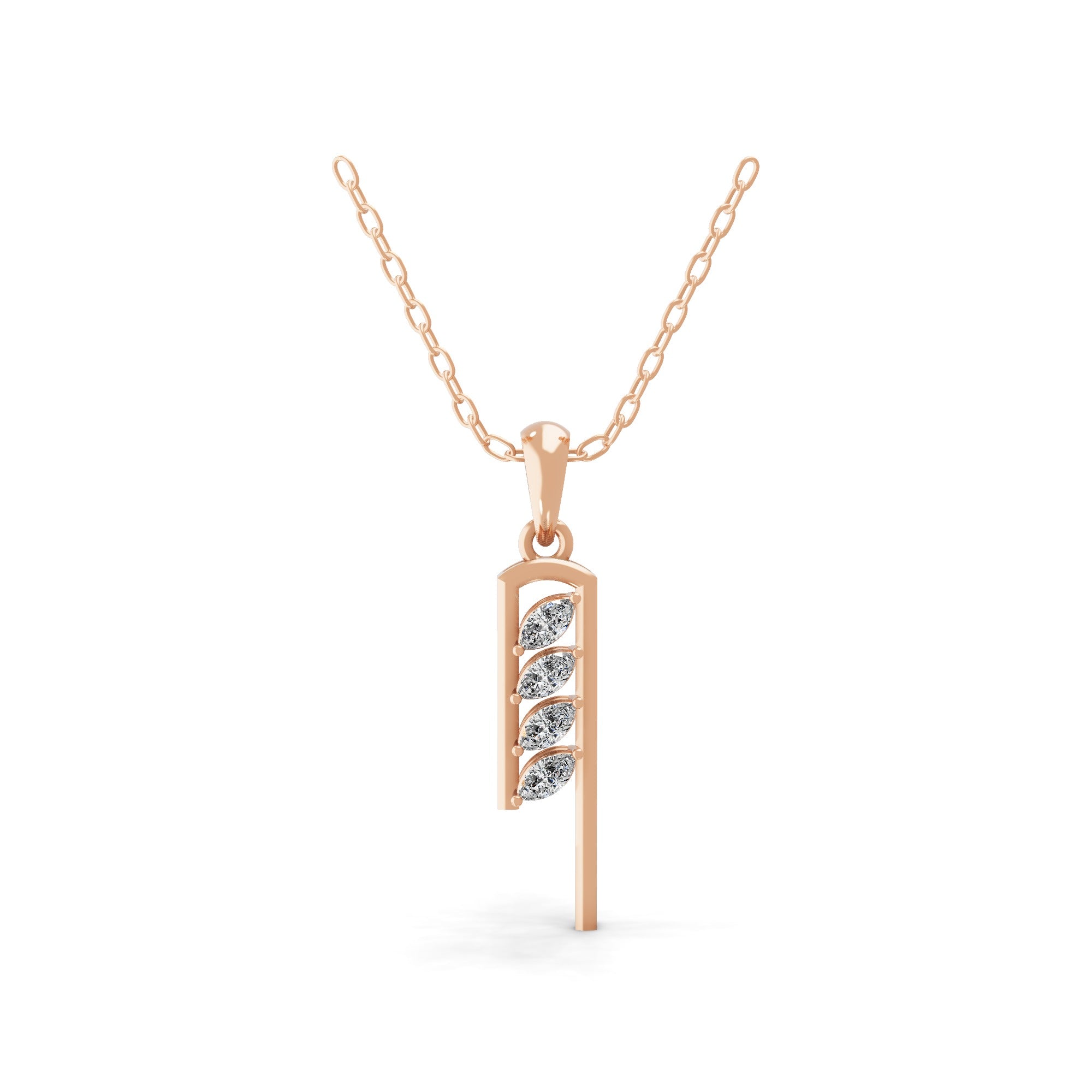 0.40Ct Lab Grown Marquise Cut Diamond Pendant 14K Fine Gold Necklace