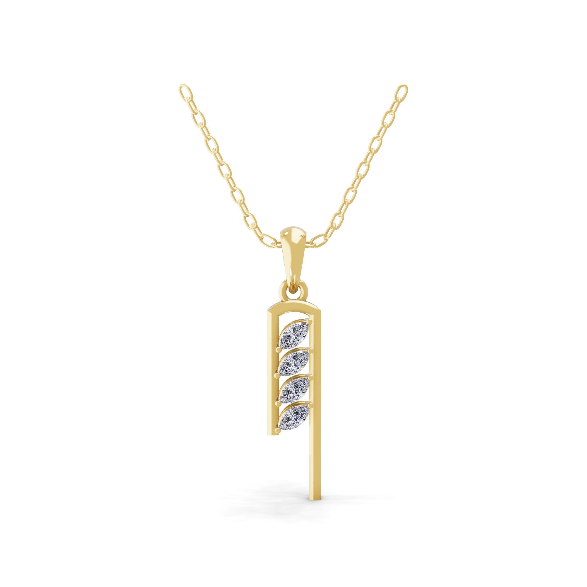 0.40Ct Lab Grown Marquise Cut Diamond Pendant 14K Fine Gold Necklace