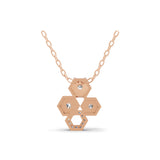 Geometric Hexagon Pendant 0.20Ct Lab Grown Round Diamond Necklace 14K Gold