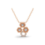 Geometric Hexagon Pendant 0.20Ct Lab Grown Round Diamond Necklace 14K Gold