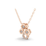 Geometric Hexagon Pendant 0.20Ct Lab Grown Round Diamond Necklace 14K Gold
