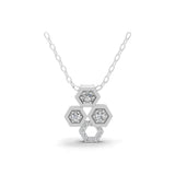 Geometric Hexagon Pendant 0.20Ct Lab Grown Round Diamond Necklace 14K Gold