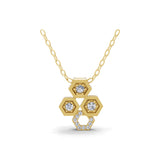 Geometric Hexagon Pendant 0.20Ct Lab Grown Round Diamond Necklace 14K Gold