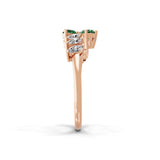 Pear Emerald lab Grown Diamond Marquise Cut Bypass Ring 14K Gold 0.78Tcw