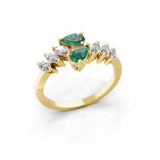Pear Emerald lab Grown Diamond Marquise Cut Bypass Ring 14K Gold 0.78Tcw
