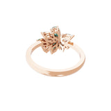 14K Fine Gold Multi Shape Emerald Lab Grown Diamond Floral Style Ring 1.16Tcw
