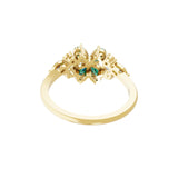 Pear Emerald Lab Grown Diamond Floral Ring 14K Fine Gold 0.77Tcw