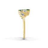 Pear Emerald Lab Grown Diamond Floral Ring 14K Fine Gold 0.77Tcw