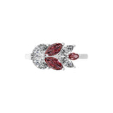 1.24Tcw Marquise Cut Lab Grown Diamond Ruby Leaf Ring 14K Fine Gold