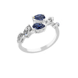 0.76Tcw Pear Cut Blue Sapphire Lab Grown Diamond 14K Fine Gold Ring