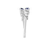 0.76Tcw Pear Cut Blue Sapphire Lab Grown Diamond 14K Fine Gold Ring