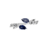 0.76Tcw Pear Cut Blue Sapphire Lab Grown Diamond 14K Fine Gold Ring
