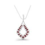 Ruby Round Lab Grown Diamond 0.54Tcw Teardrop Pendant 14K Fine Gold Necklace