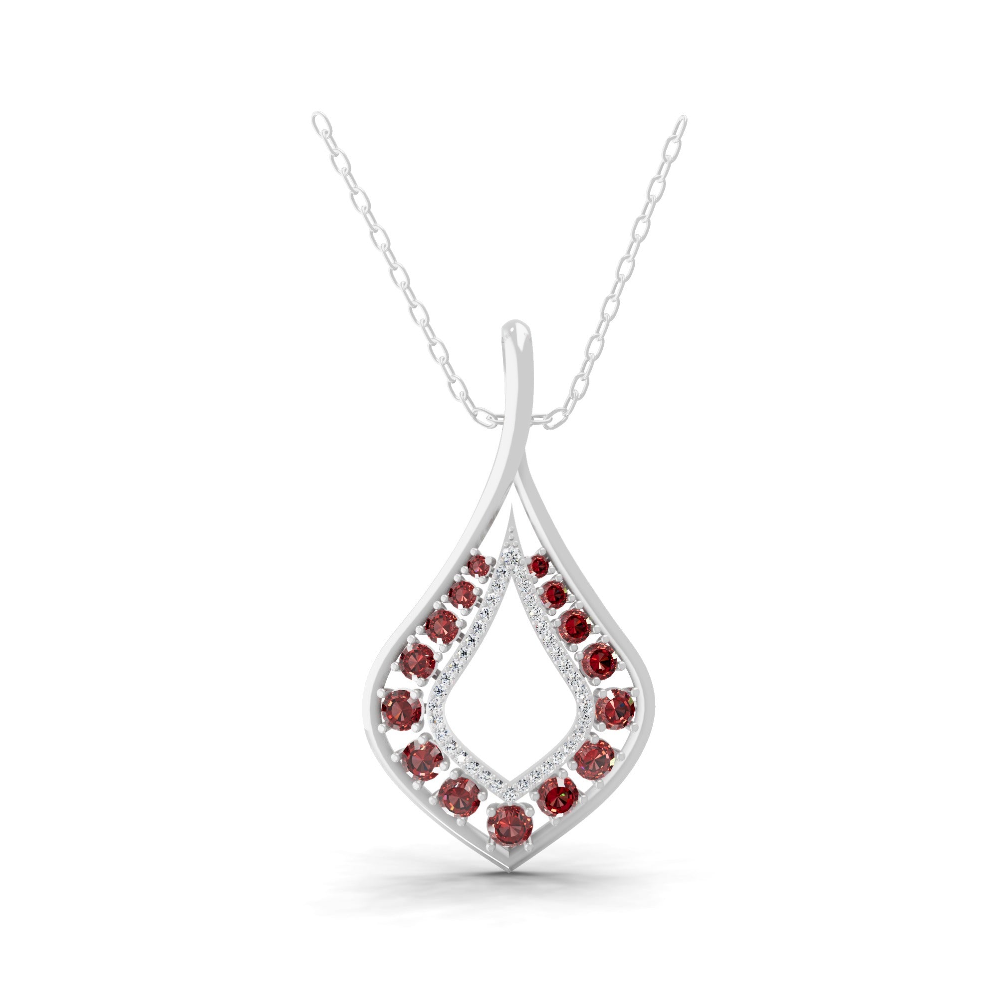 Ruby Round Lab Grown Diamond 0.54Tcw Teardrop Pendant 14K Fine Gold Necklace