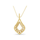 Ruby Round Lab Grown Diamond 0.54Tcw Teardrop Pendant 14K Fine Gold Necklace