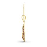 Ruby Round Lab Grown Diamond 0.54Tcw Teardrop Pendant 14K Fine Gold Necklace