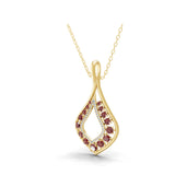 Ruby Round Lab Grown Diamond 0.54Tcw Teardrop Pendant 14K Fine Gold Necklace