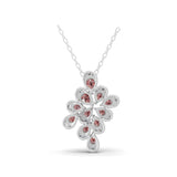 Pear Cut Ruby 14K Fine Gold Lab Grown Round Diamond Pendant Necklace 1.01Tcw