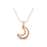 0.36Ct Round Lab Grown Diamond Crescent Moon Pendant 14K Fine Gold Necklace