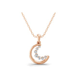 0.36Ct Round Lab Grown Diamond Crescent Moon Pendant 14K Fine Gold Necklace