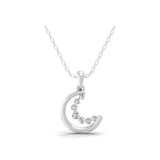 0.36Ct Round Lab Grown Diamond Crescent Moon Pendant 14K Fine Gold Necklace