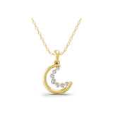 0.36Ct Round Lab Grown Diamond Crescent Moon Pendant 14K Fine Gold Necklace