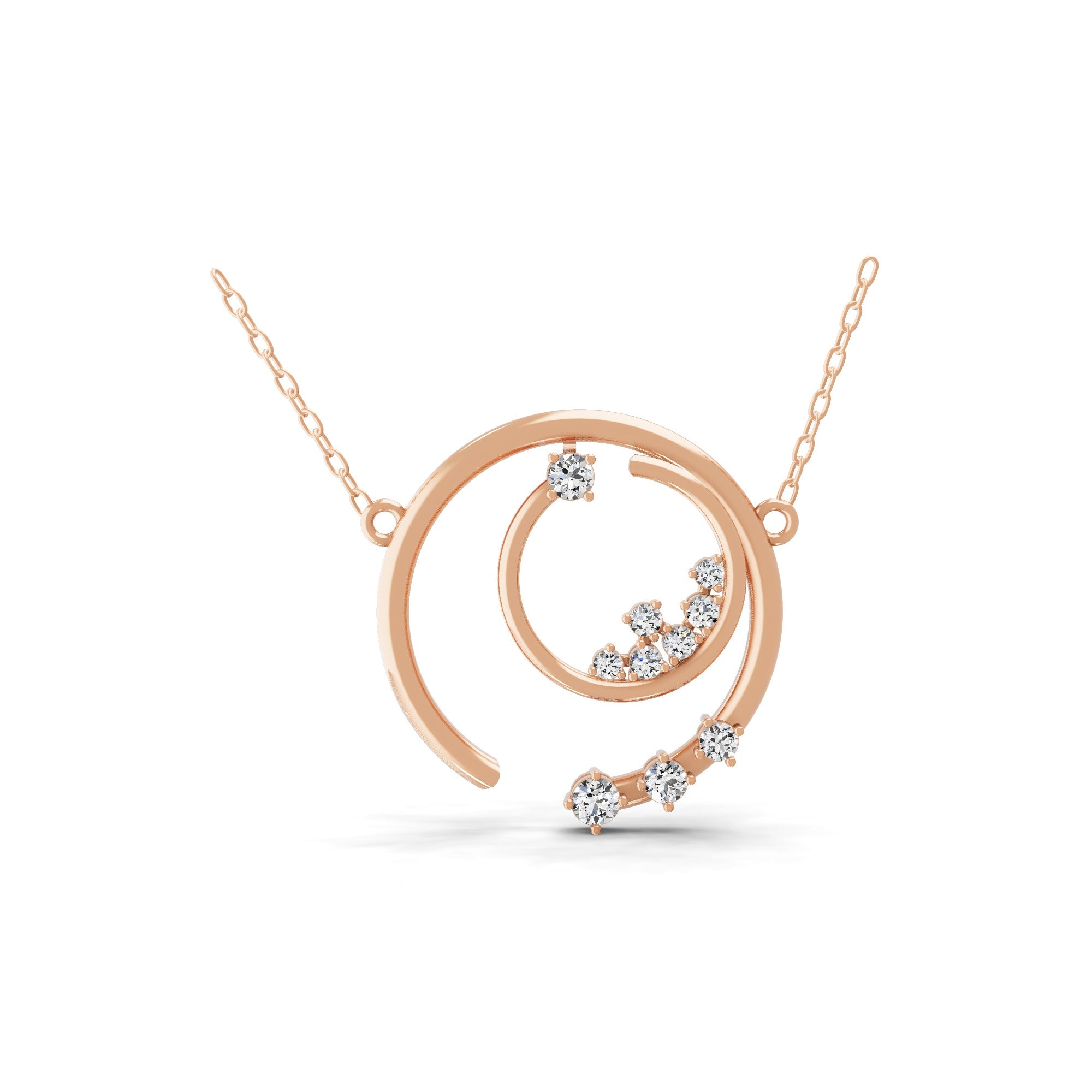 14K Fine Gold Charm Pendant Lab Grown Round Diamond Necklace 0.51Ct