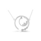 14K Fine Gold Charm Pendant Lab Grown Round Diamond Necklace 0.51Ct