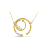 14K Fine Gold Charm Pendant Lab Grown Round Diamond Necklace 0.51Ct