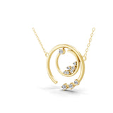 14K Fine Gold Charm Pendant Lab Grown Round Diamond Necklace 0.51Ct