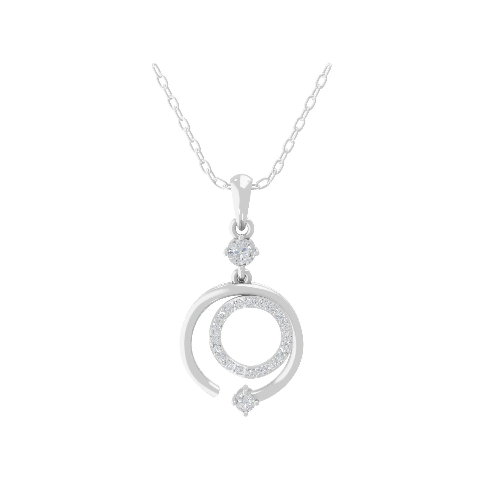 Lab Grown Round Diamond 14K Fine Gold 0.41Ct Circular Pendant Necklace