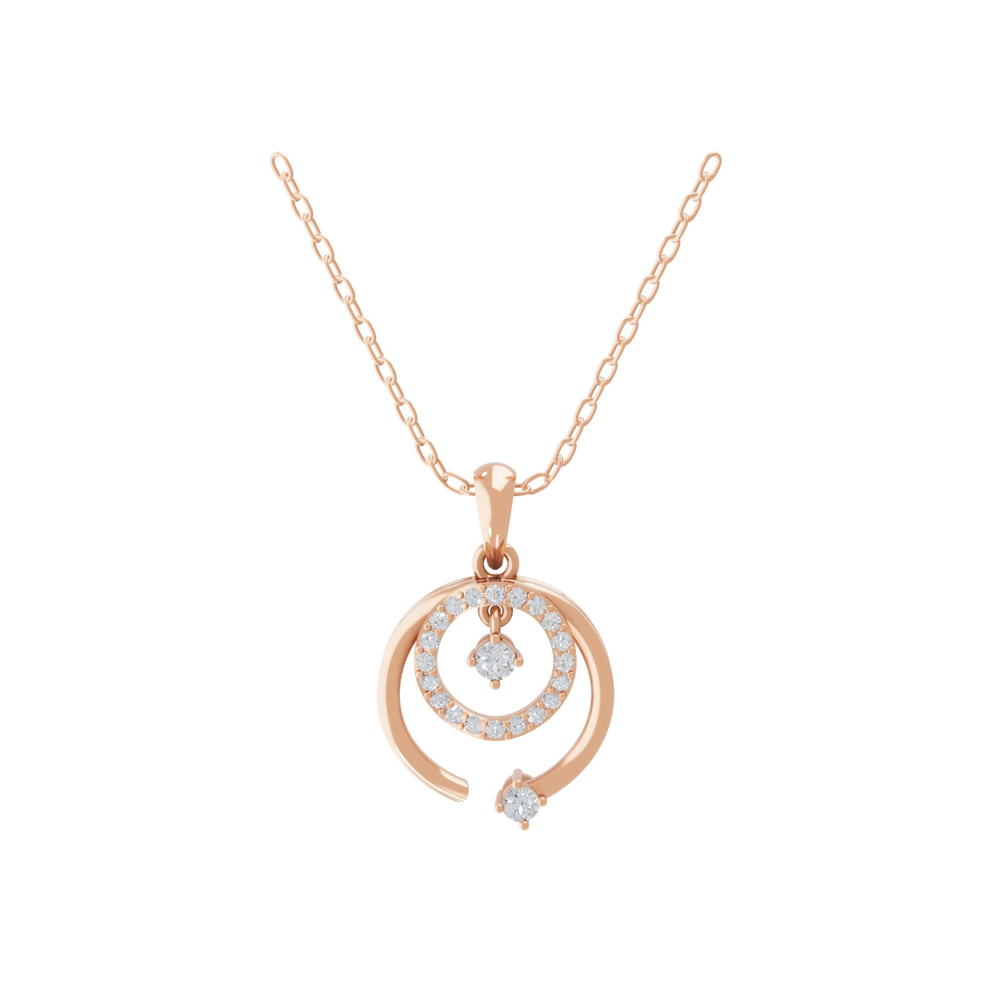 0.34Ct Charm Pendant 14K Fine Gold Round Cut Lab Grown Diamond Necklace