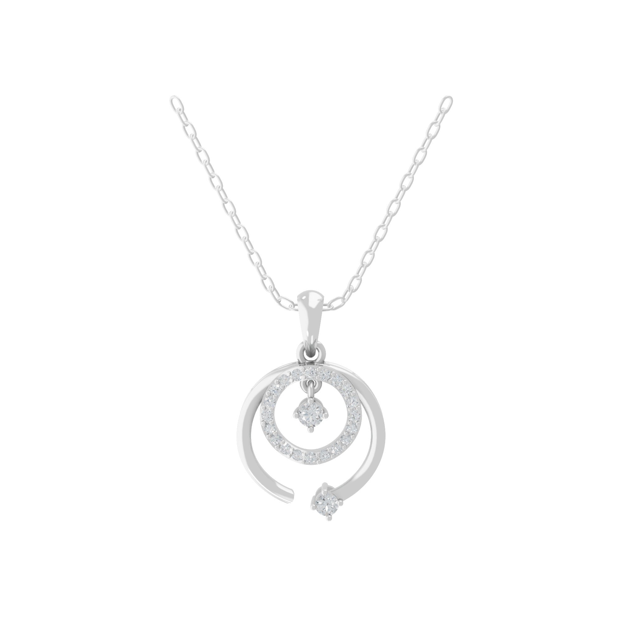 0.34Ct Charm Pendant 14K Fine Gold Round Cut Lab Grown Diamond Necklace