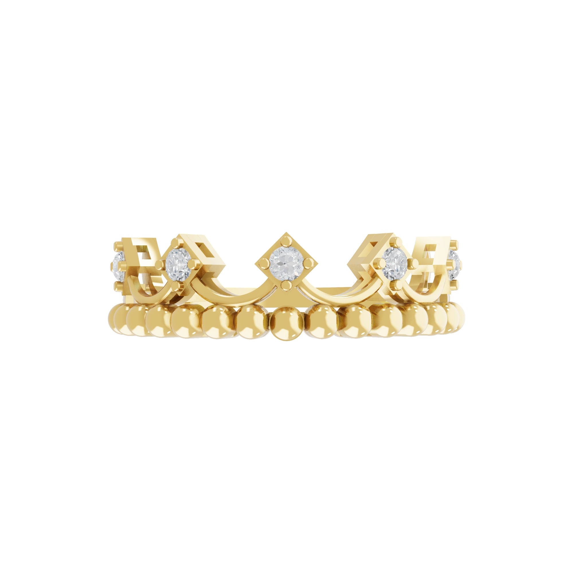Lab Grown Round Cut Diamond 0.17Ct Crown Ring 14K Fine Gold
