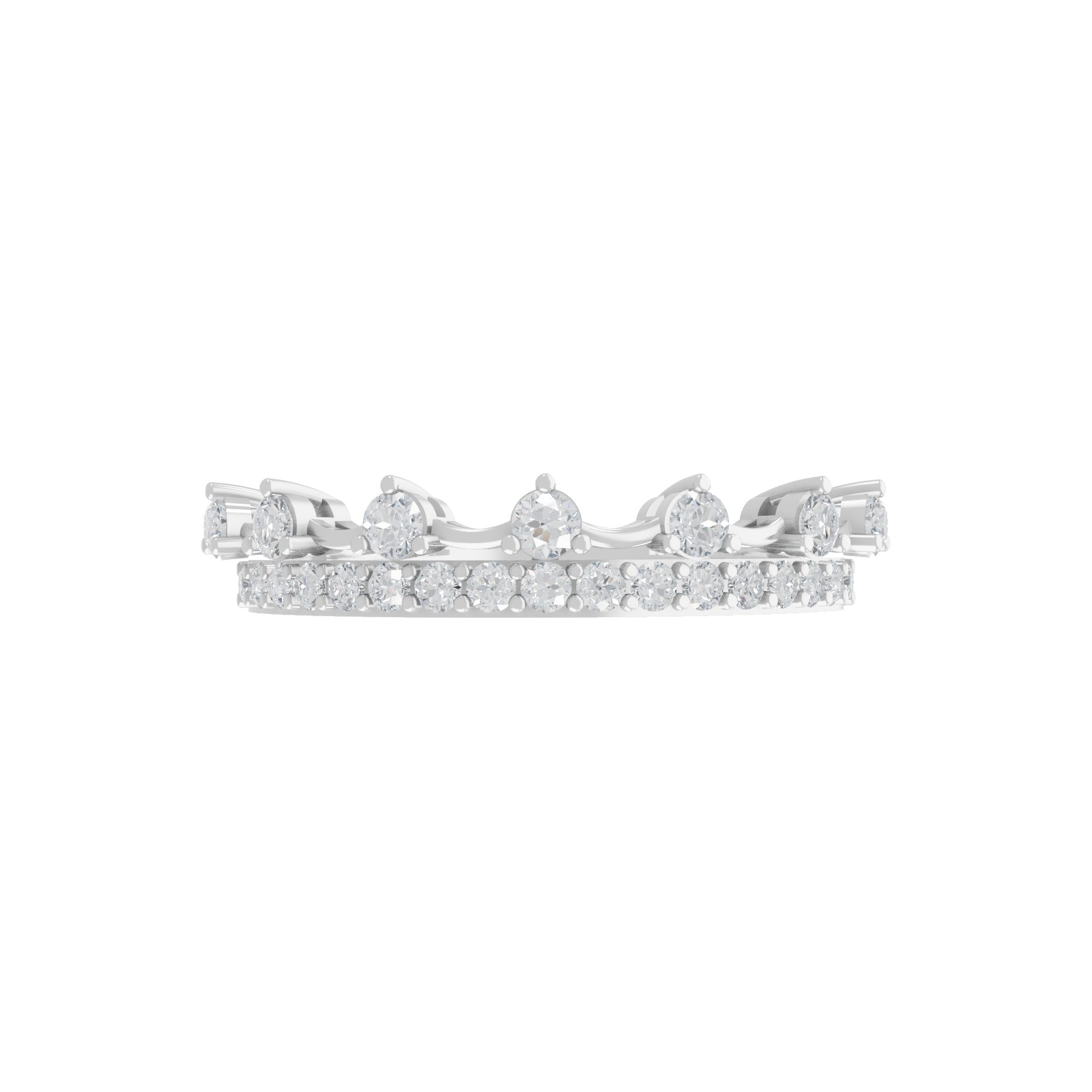 Round Lab Grown Diamond 14K Fine Gold Tiara Style Ring 0.55Ct