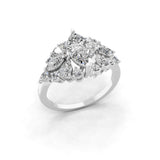 Cluster Multi Shape 2.33Ct Lab Grown Diamond Statement Ring 14K Fine Gold