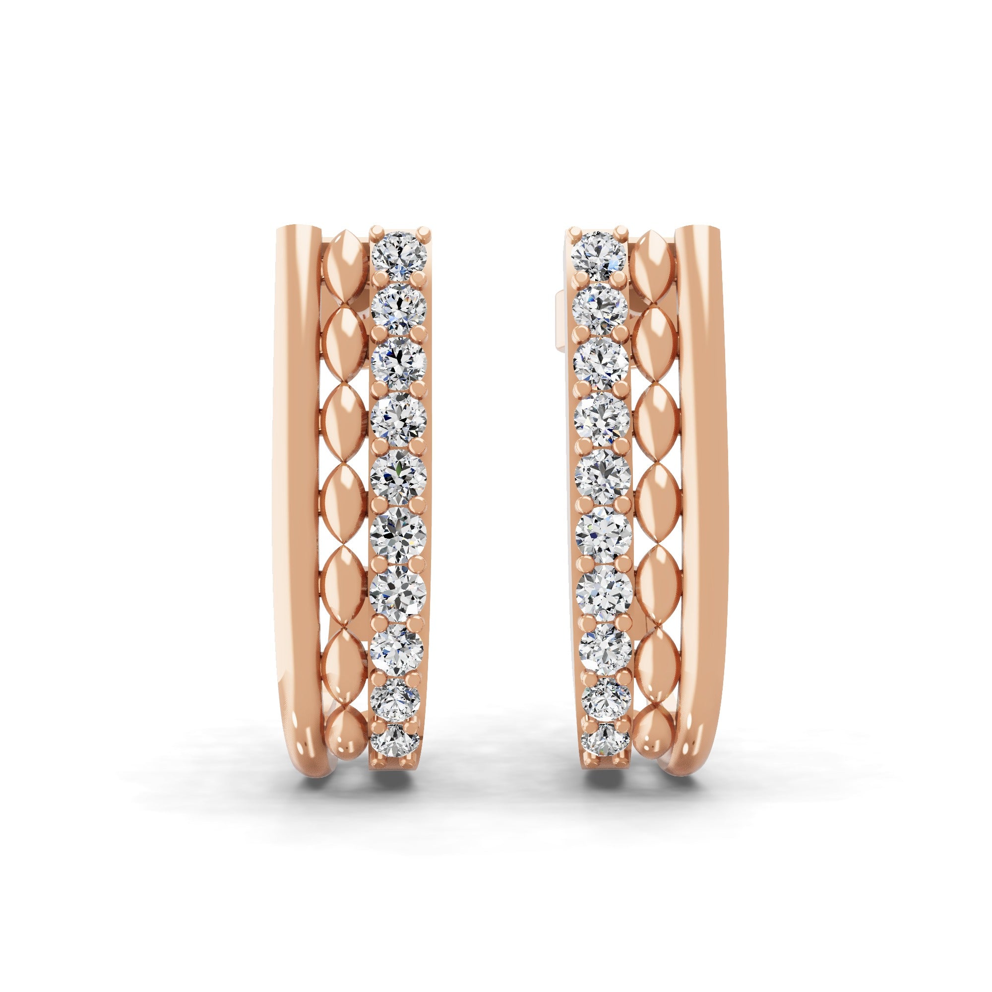 Round Cut 0.41Ct Lab Grown Diamond Huggies Earring 14K Fine Gold