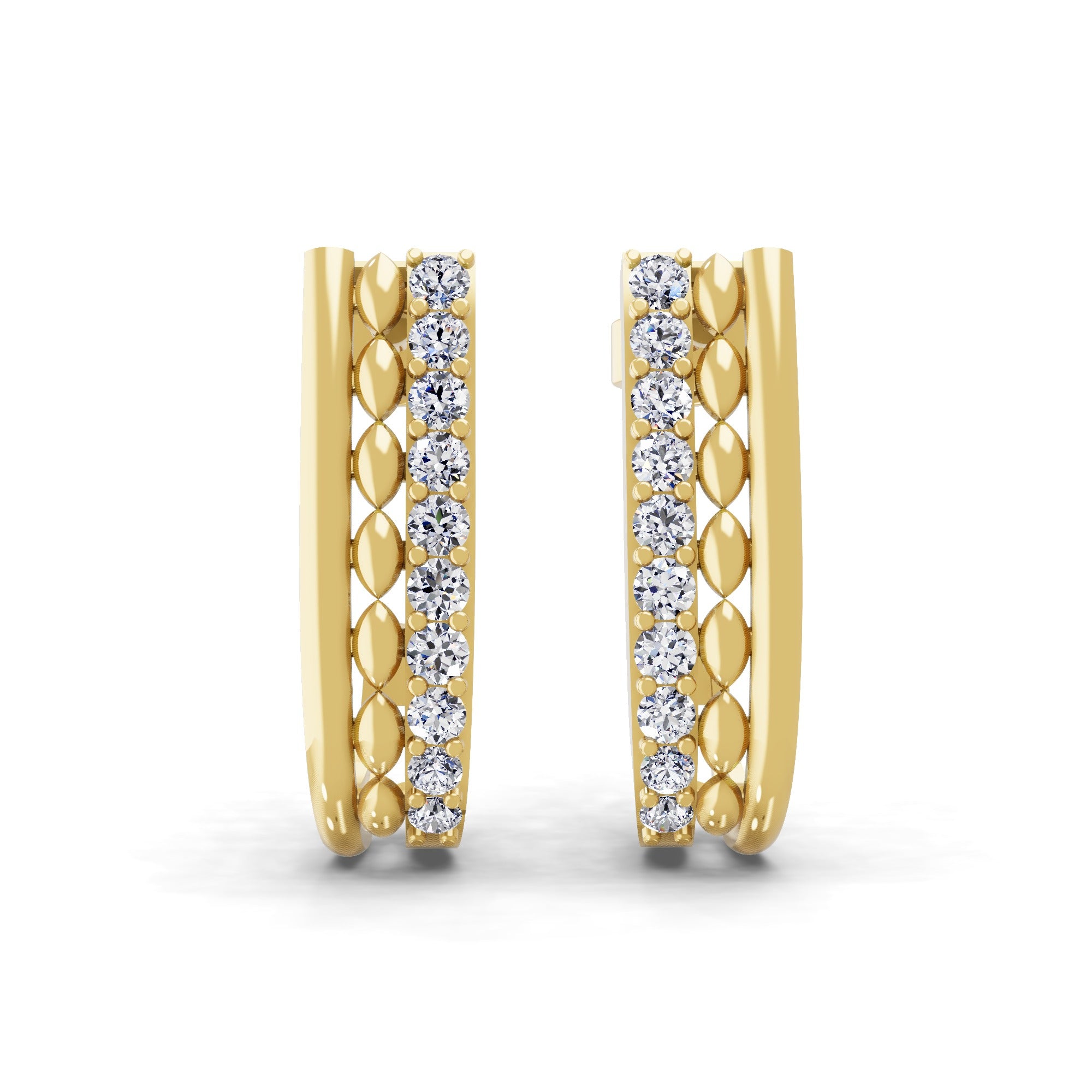 Round Cut 0.41Ct Lab Grown Diamond Huggies Earring 14K Fine Gold