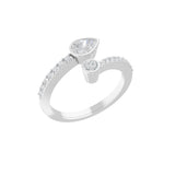 0.85Ct Lab Grown Diamond Pear Round Cut 14K Fine Gold toi et moi Ring