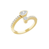 0.85Ct Lab Grown Diamond Pear Round Cut 14K Fine Gold toi et moi Ring