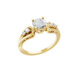 Round Cut Prong Set 0.89Ct Lab Grown Diamond Engagement Ring 14K Fine Gold