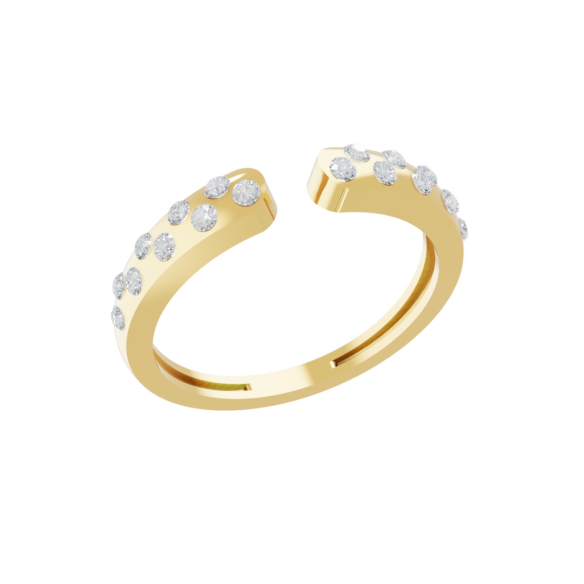 0.31Ct Open Band Ring Round Cut Lab Grown Diamond 14K Fine Gold