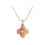 Round Lab Grown Diamond Clover Pendant 14K Fine Gold Necklace 0.09Ct
