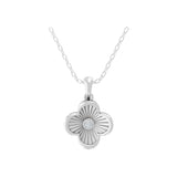 Round Lab Grown Diamond Clover Pendant 14K Fine Gold Necklace 0.09Ct