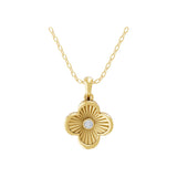 Round Lab Grown Diamond Clover Pendant 14K Fine Gold Necklace 0.09Ct