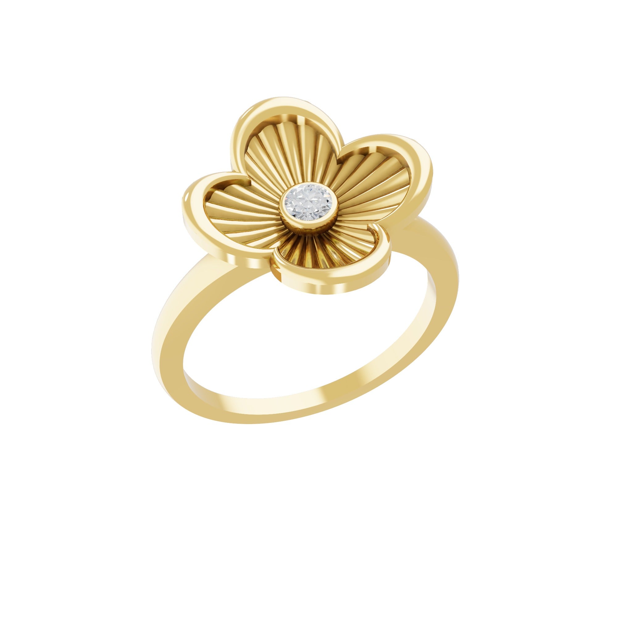 Vintage Style 0.09Ct Lab Grown Diamond Ring 14K Fine Gold Solitaire Ring