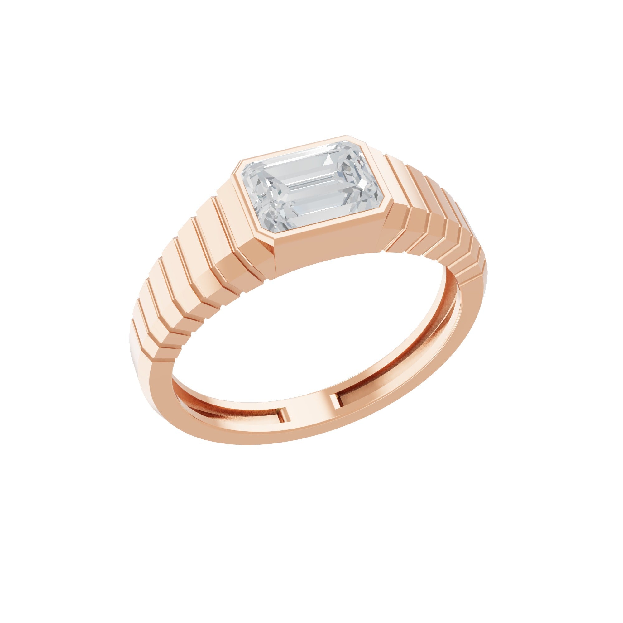 Princess Cut Lab Grown Diamond 0.70Ct 14K Fine Gold Solitaire Ring