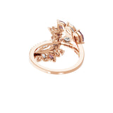 Ruby Marquise Round Lab Grown Diamond 1.47Tcw 14K Fine Gold Leaf Ring