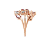 Ruby Marquise Round Lab Grown Diamond 1.47Tcw 14K Fine Gold Leaf Ring